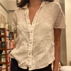 Zara White Linen Button Down Shirt